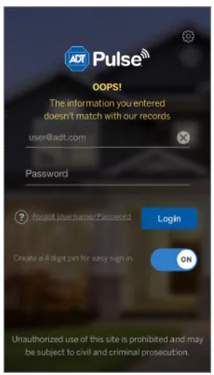 How do I reset my ADT Pulse app password?