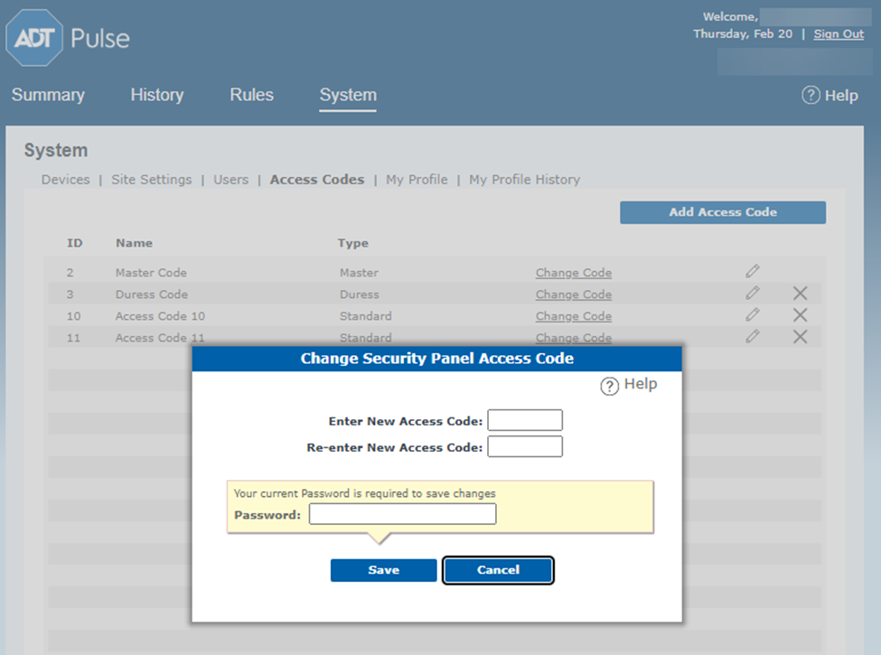 How to change your Access Code (Security Code) in ADT Pulse