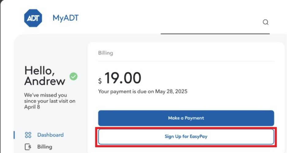 ADT Medical Alert- How to Set Up EasyPay in MyADT