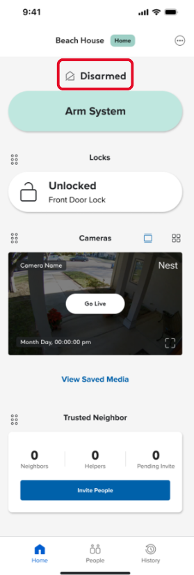 ADT Smart Home Security System Status indicators